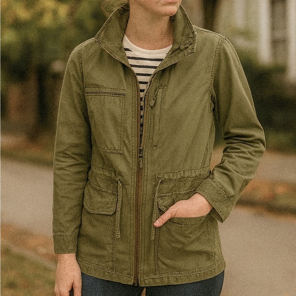 Madewell Green Utility Jacket Women’s S Lightweight Cargo Style Zip Front - Picture 1 of 10